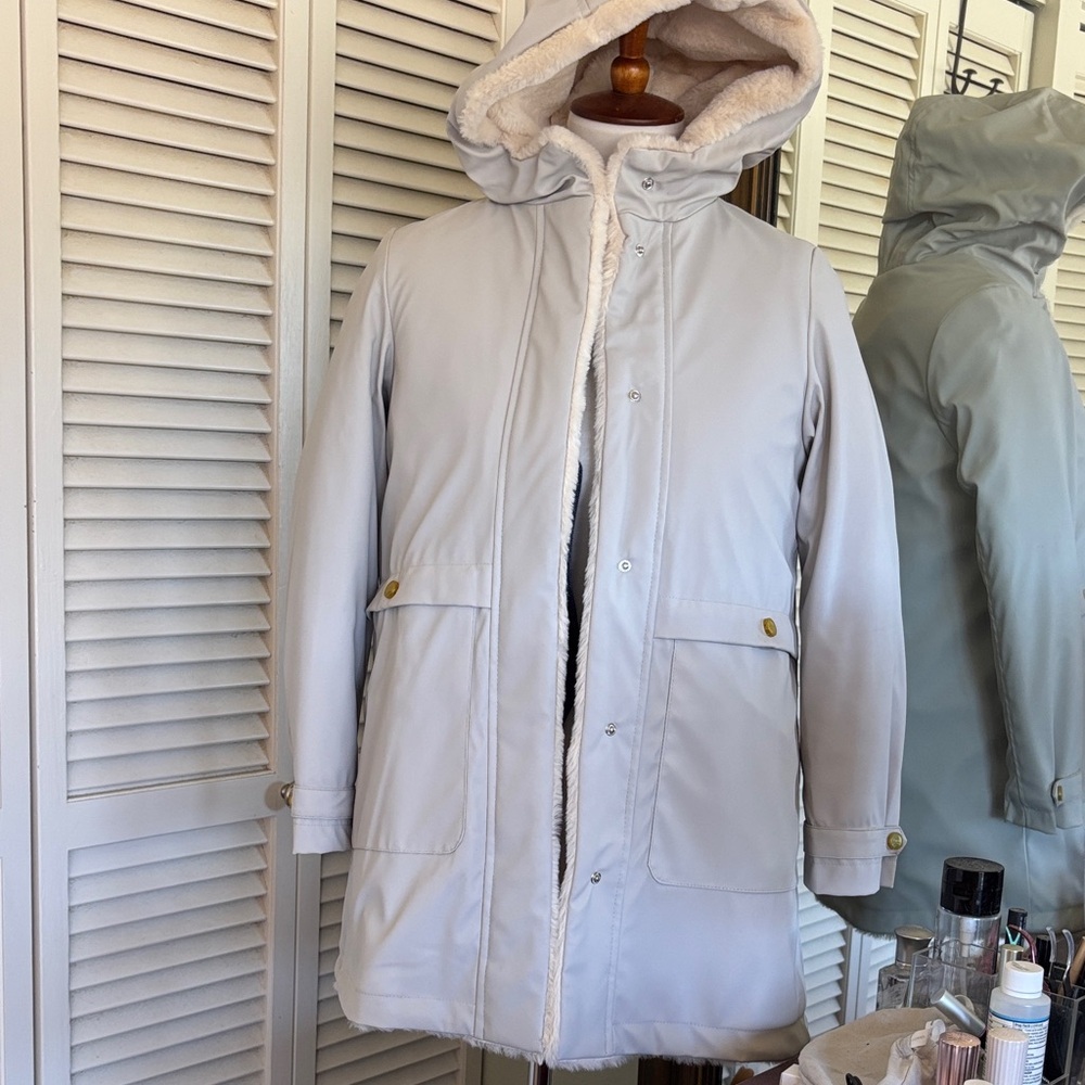 ZARA Cream Faux-Fur Lined Teddy Jacket - Picture 9 of 10